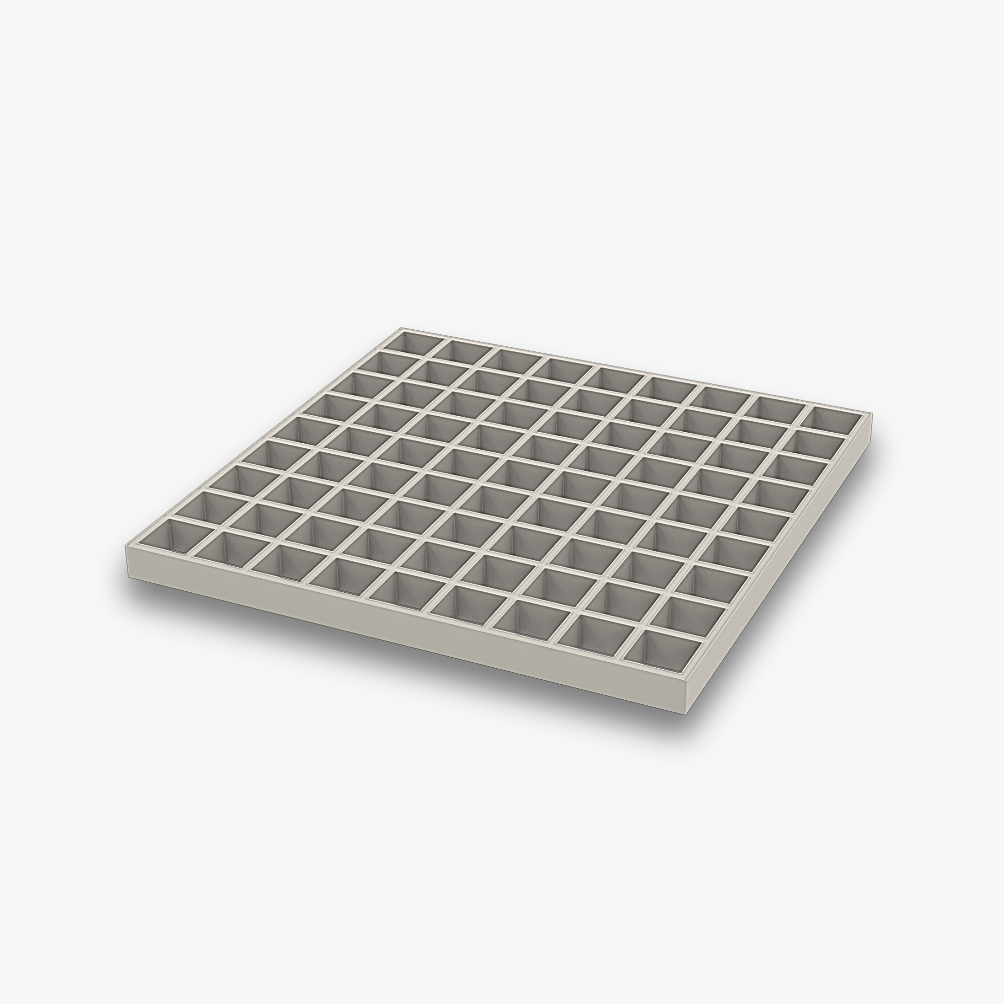 Graues GFK Gitterrost in 25 mm Höhe. Ein leichter, rostfreier und korrosionsbeständiger Rost aus Glasfaserkunststoff für den universellen Einsatz in Haus und Garten.