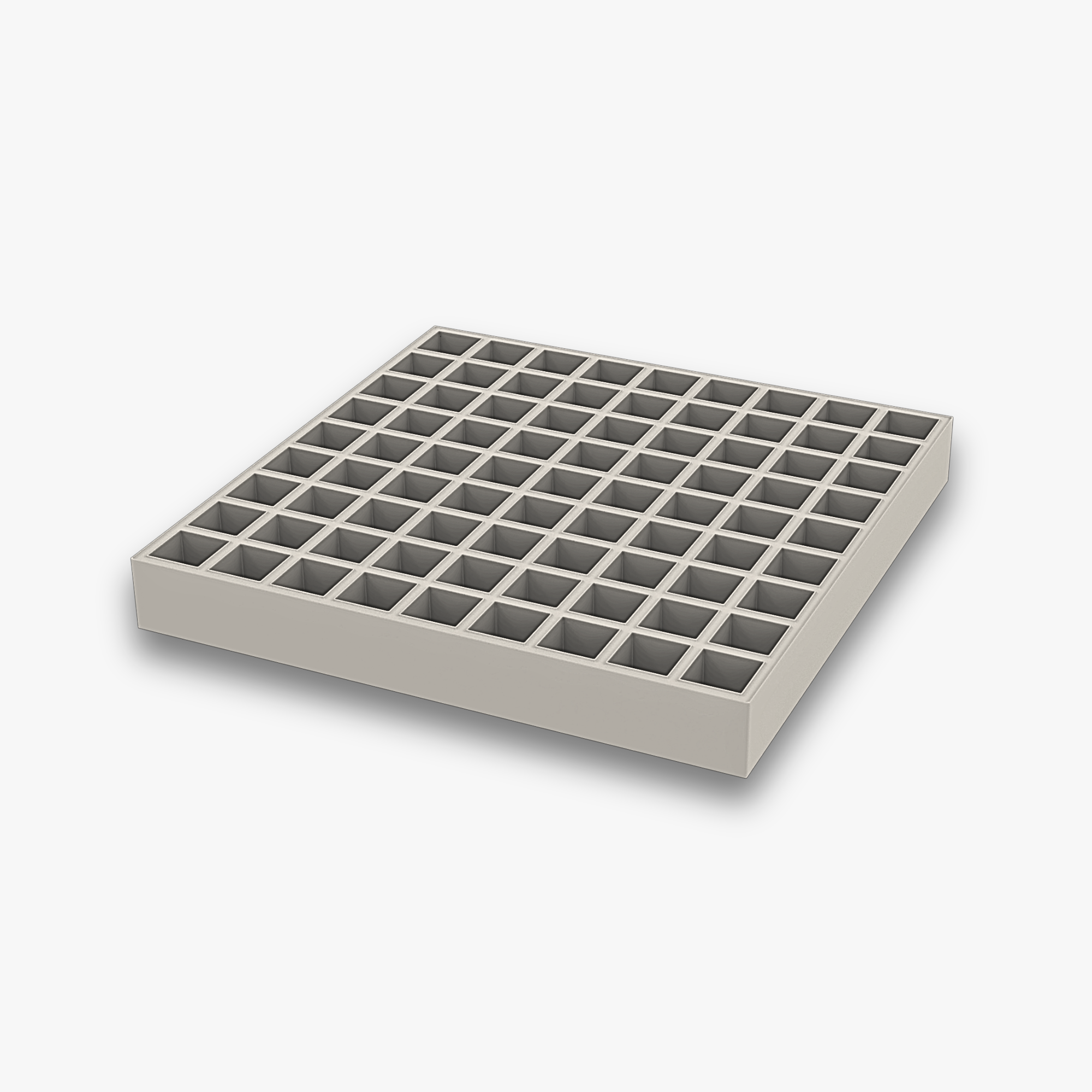 Massives graues GFK Gitterrost in 50 mm Höhe. Die rostfreie und extrem belastbare Schwerlast-Lösung aus Glasfaserkunststoff für Industrieanlagen und LKW-Überfahrten.