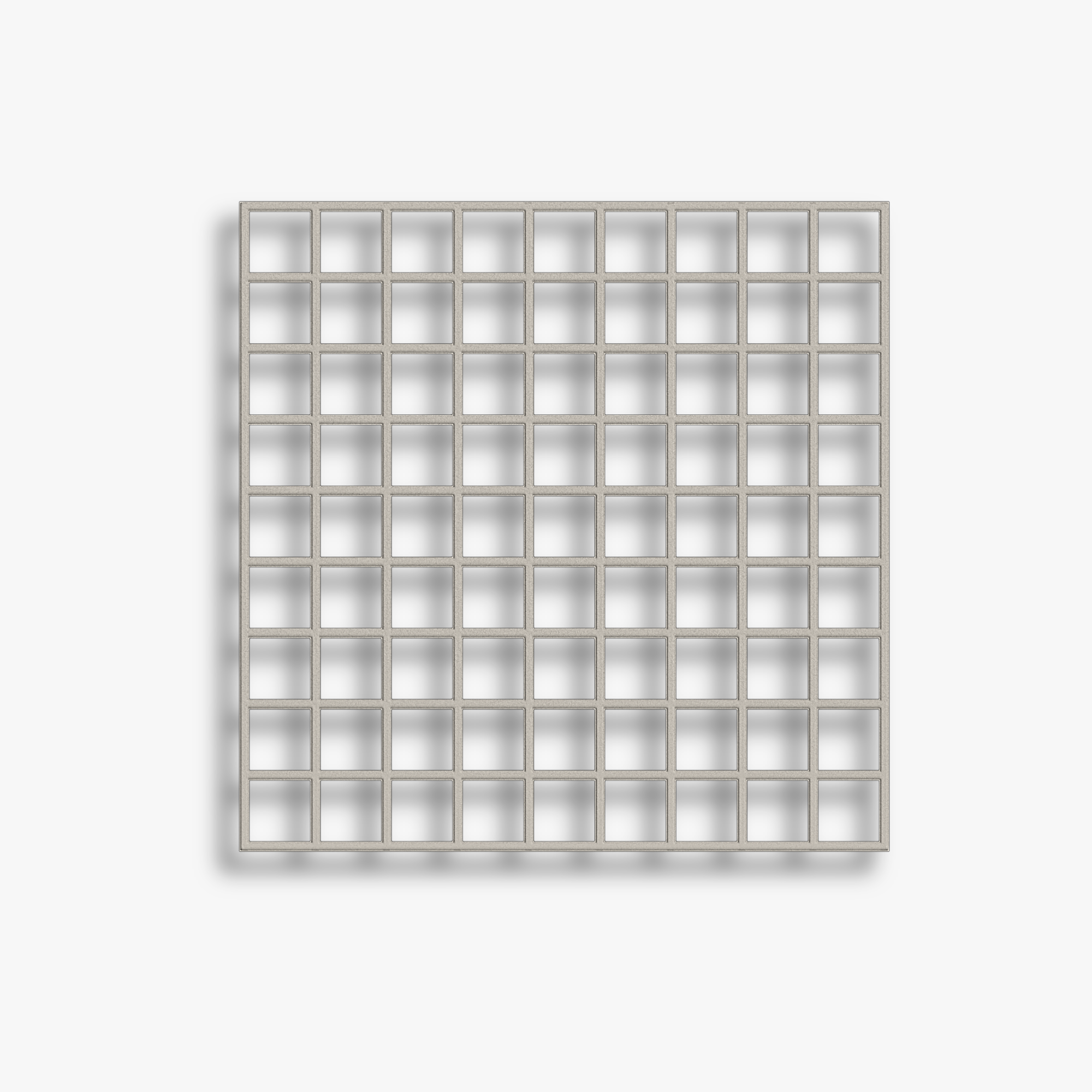 Detailaufnahme eines 25 mm starken Glasfaserkunststoff-Rostes. Die konkave Oberfläche sorgt für extreme Rutschfestigkeit auf privaten Laufstegen, Stegen und Podesten.
